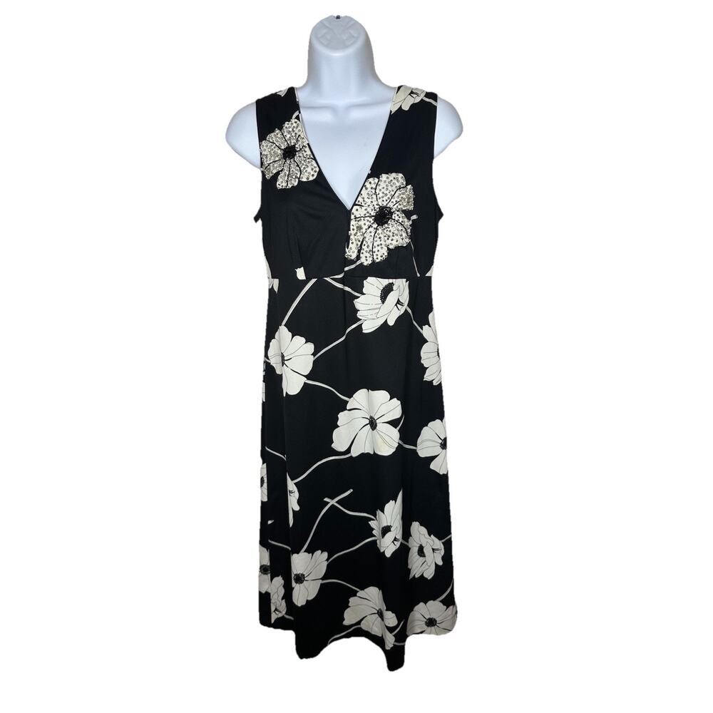 1970s Vintage Mr. Blackwell Rare Floral Rhinestone Embellished Dress Sz S